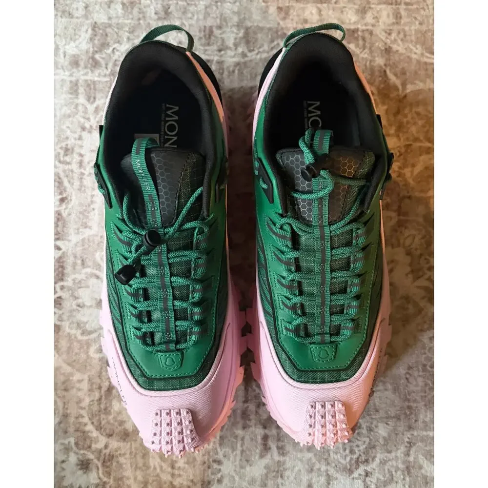 $995 NIB Moncler Trailgrip Pink Green GTX Low-Top Sneakers Shoes Size 44(11)D
